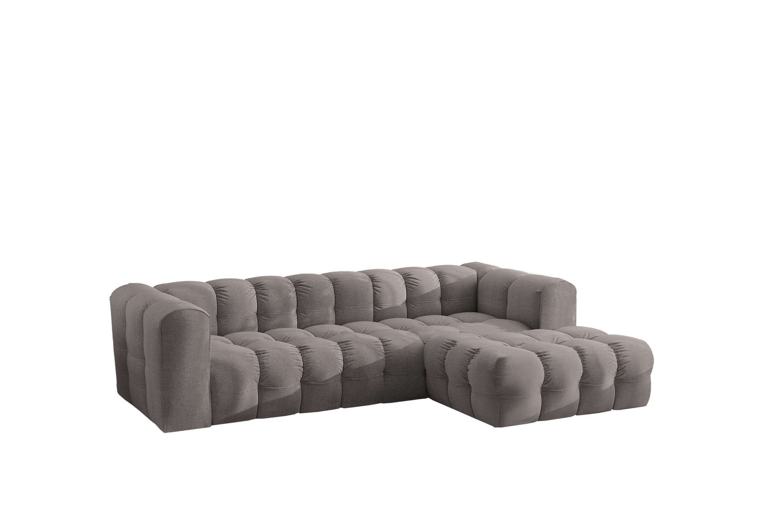 ECKSOFA L-form BALOO L, Chenille-Stoff Moly, Grau, Rechts - Grau, Holz (280/193cm) - Kaiser Möbel