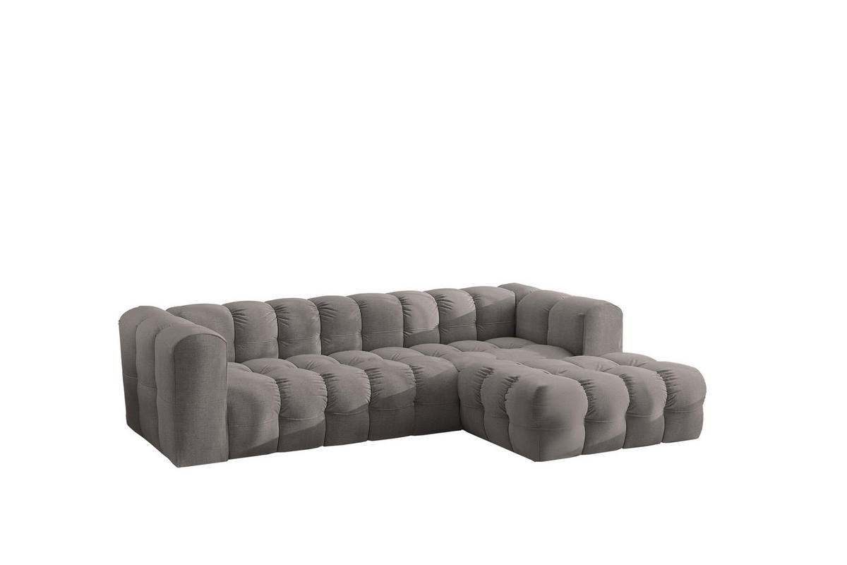 ECKSOFA L-form BALOO L, Chenille-Stoff Moly, Grau, Rechts - Grau, Holz (280/193cm) - Kaiser Möbel