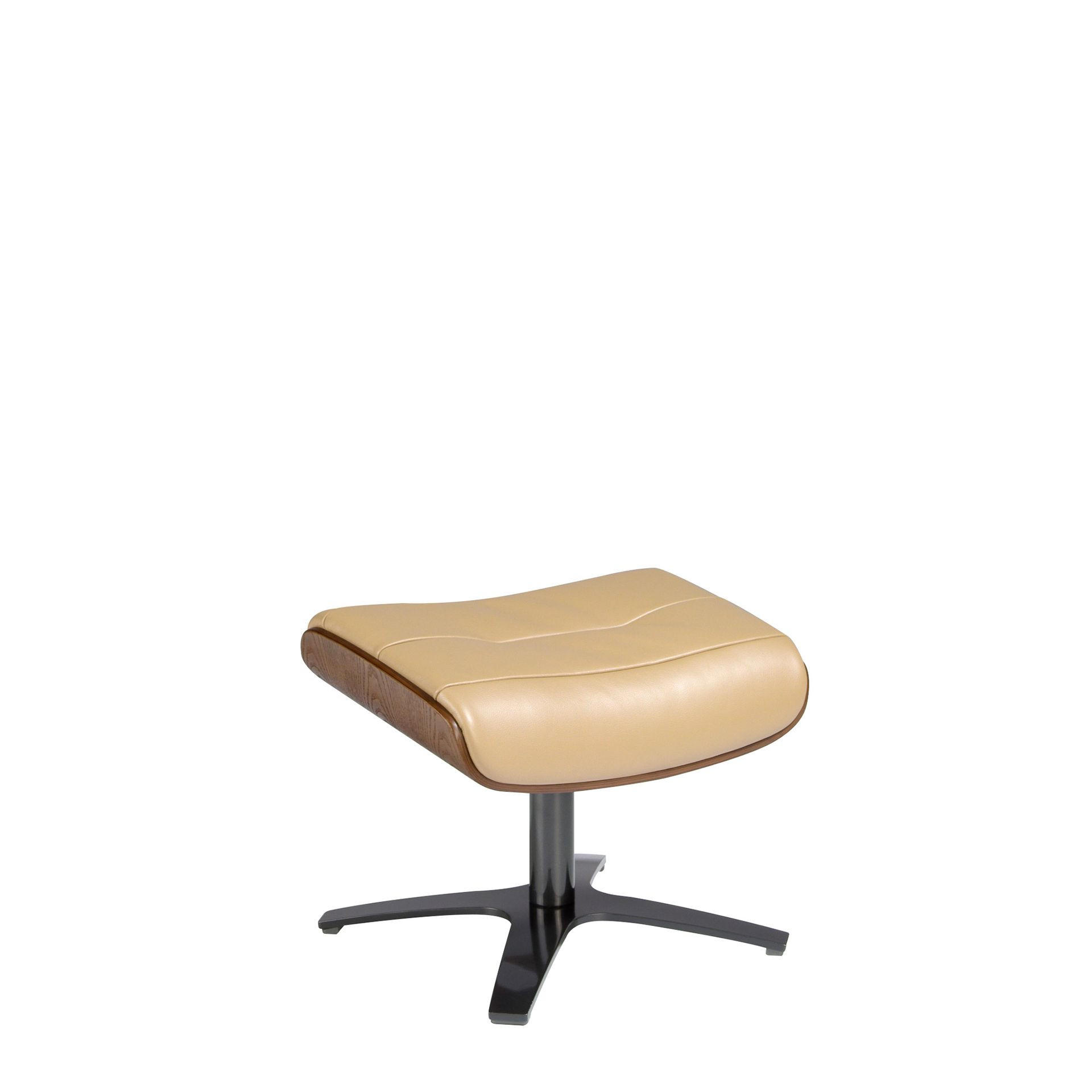 FUSSBANK Hocker aus sandfarbenem Leder 52/42/39 cm - Dunkelgrau/Beige, Leder (52/39/42cm) - ANGEL CERDA