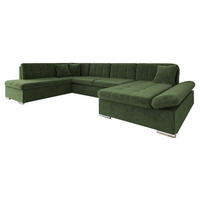 ECKSOFA Bergen, Seite: Rechts - Waldgrün/Silberfarben, Holz/Textil (345/76/205cm) - MIRJAN24