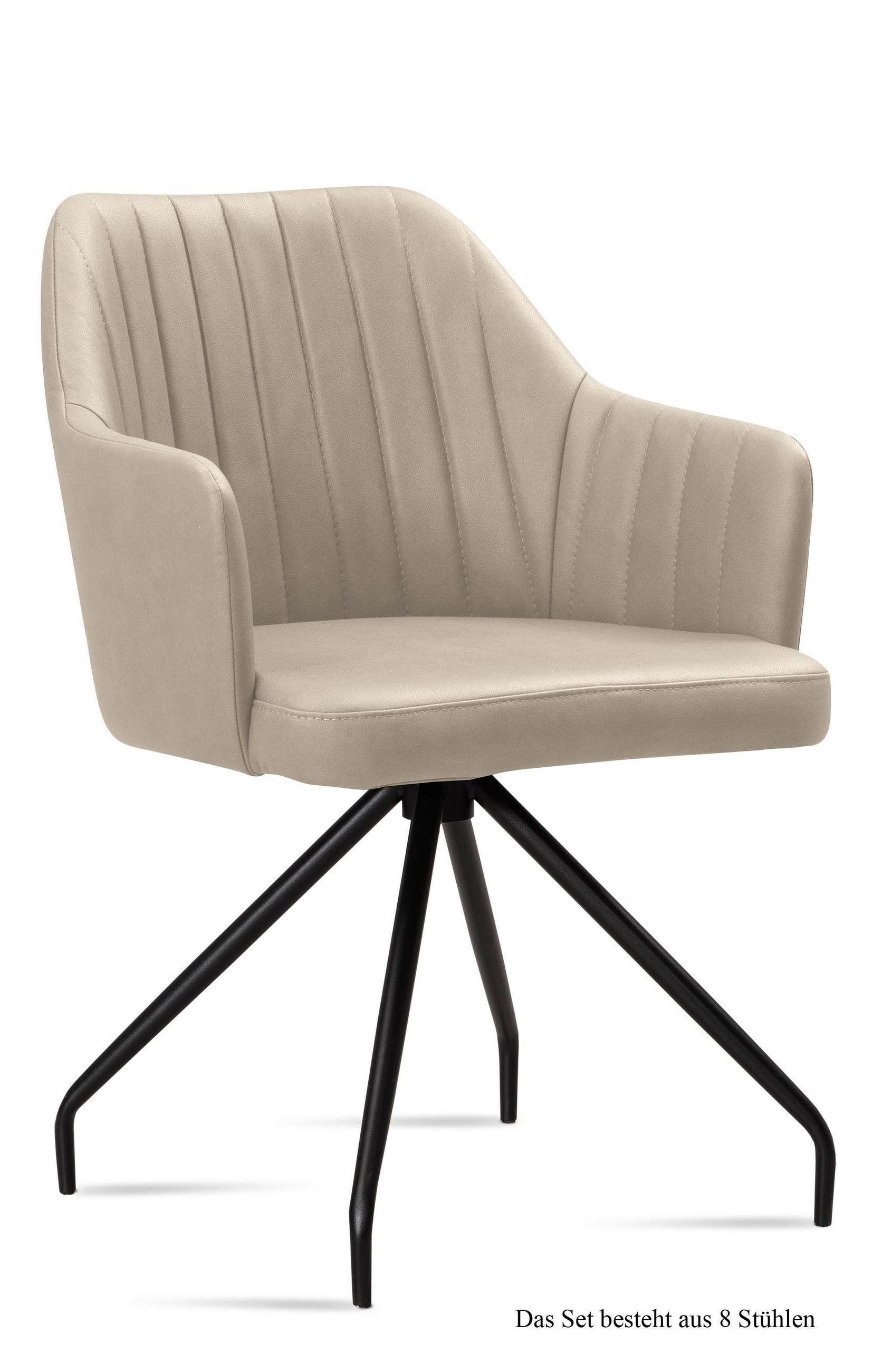 ARMLEHNSTUHL (8er-Set) Dinara 58x81x60 Schwarz/Natur - Schwarz/Naturfarben, Kunststoff (60/81/58cm) - 58aufmkessel