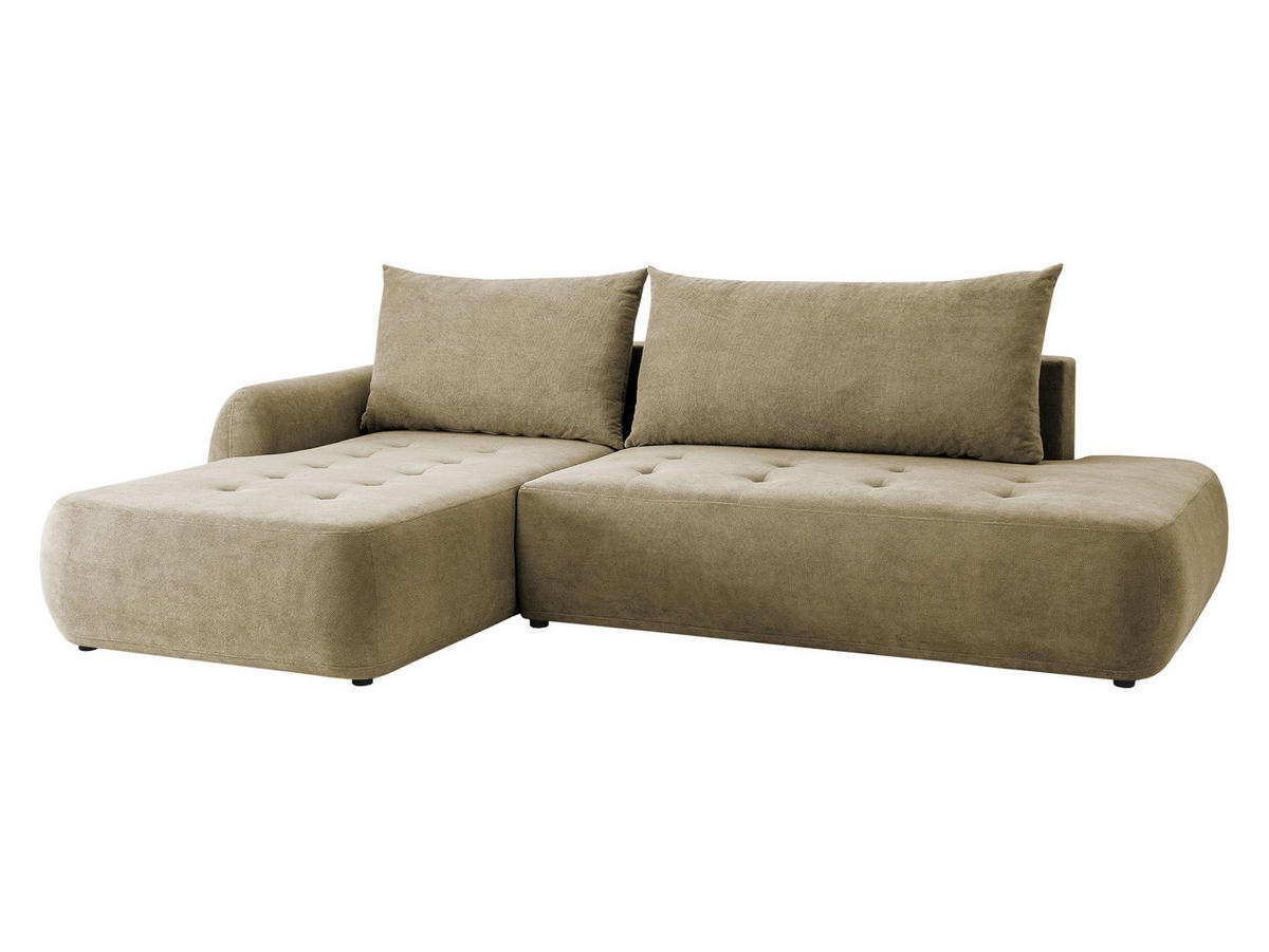 ECKSCHLAFSOFA Bueno I, Seite: Links - Beige/Schwarz, Holz/Textil (300/185cm) - MIRJAN24