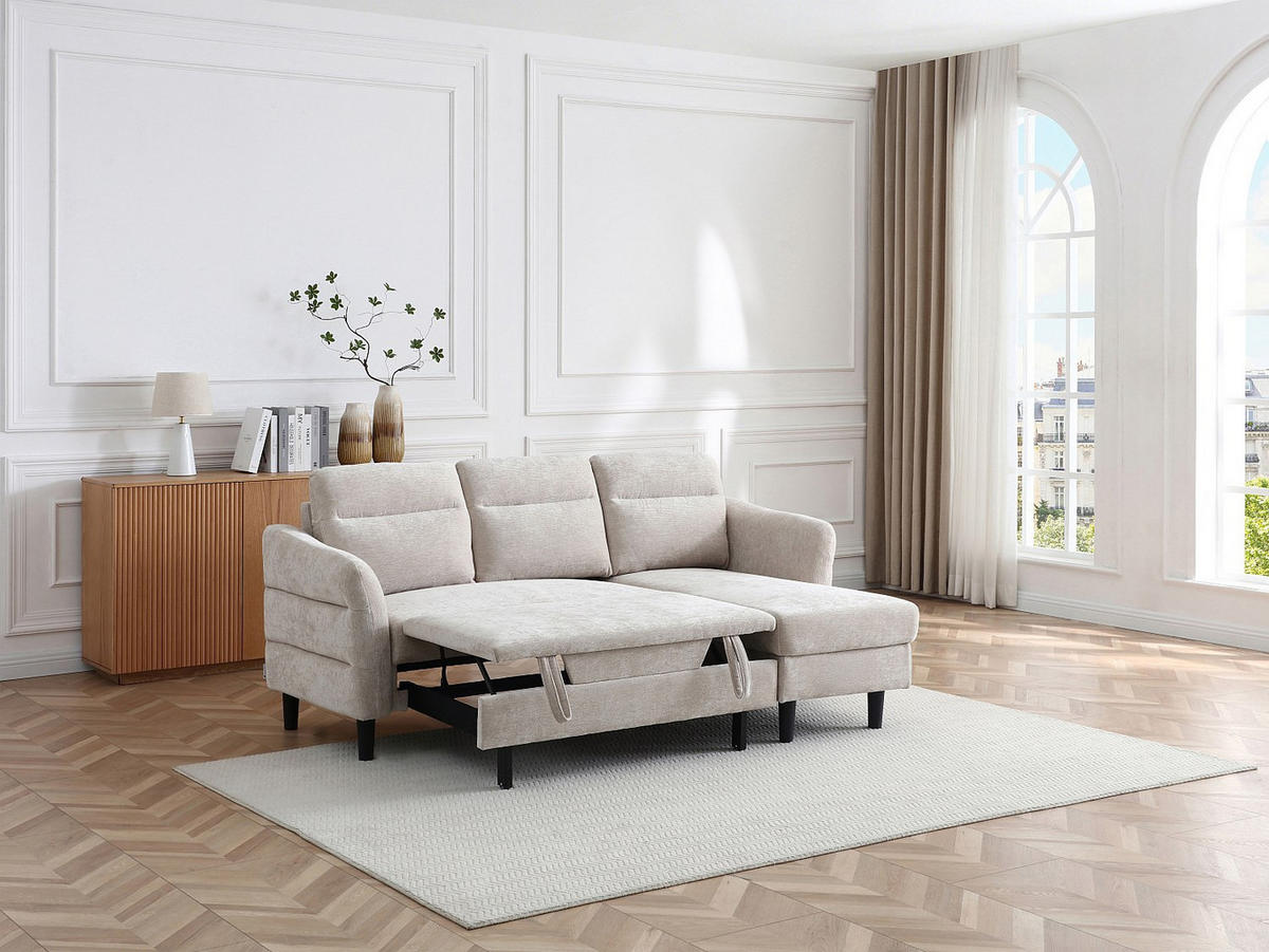 SCHLAFSOFA - -Sitzer - Stoff - Beige - - Beige, Textil (206/90/139cm) - Vente-Unique