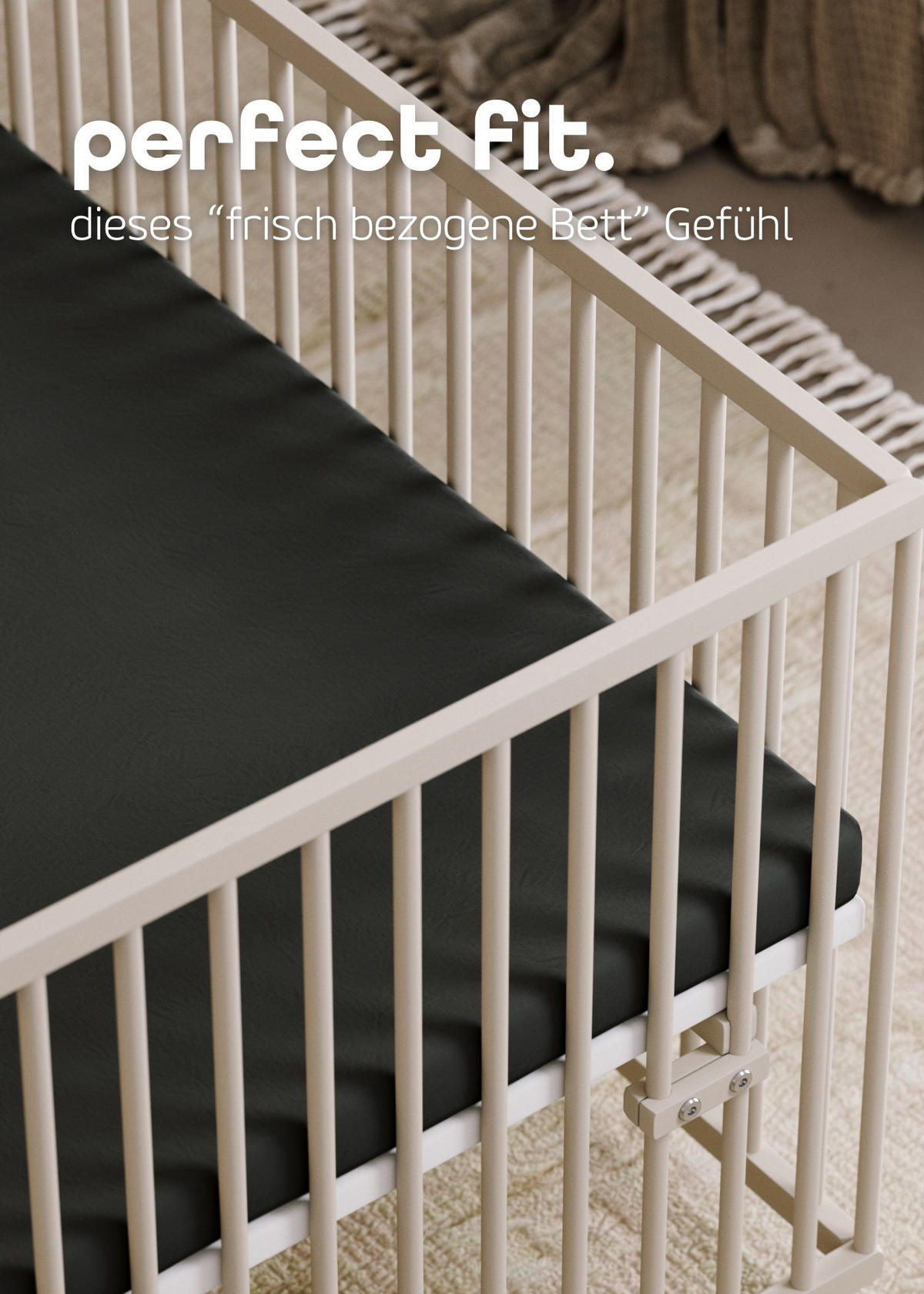 SPANNBETTLAKEN 90x200 cm Jersey schwarz | Spannbetttuch für Laufgitter & Babymatratzen - Schwarz, Textil (90/200cm) - Sämann – make a difference.