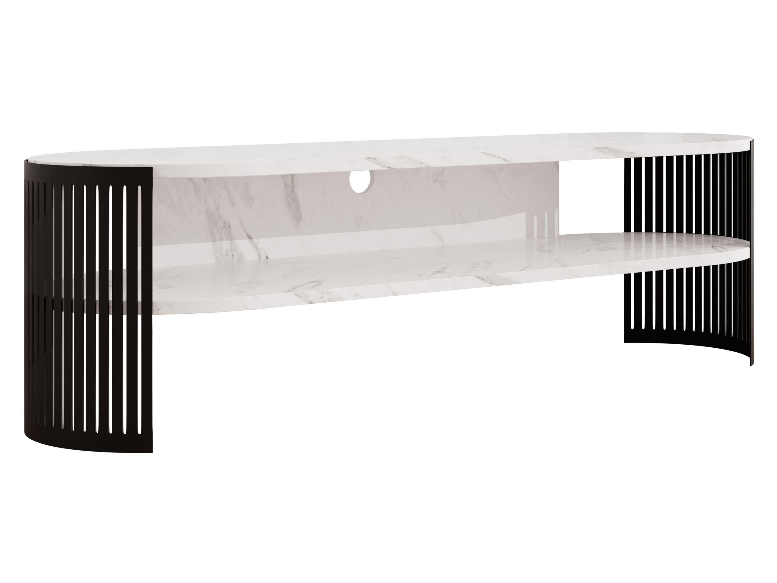 TV-LOWBOARD Fikoli Oval - Schwarz/Weiß, Holzwerkstoff/Metall (140/40/40cm) - MIRJAN24