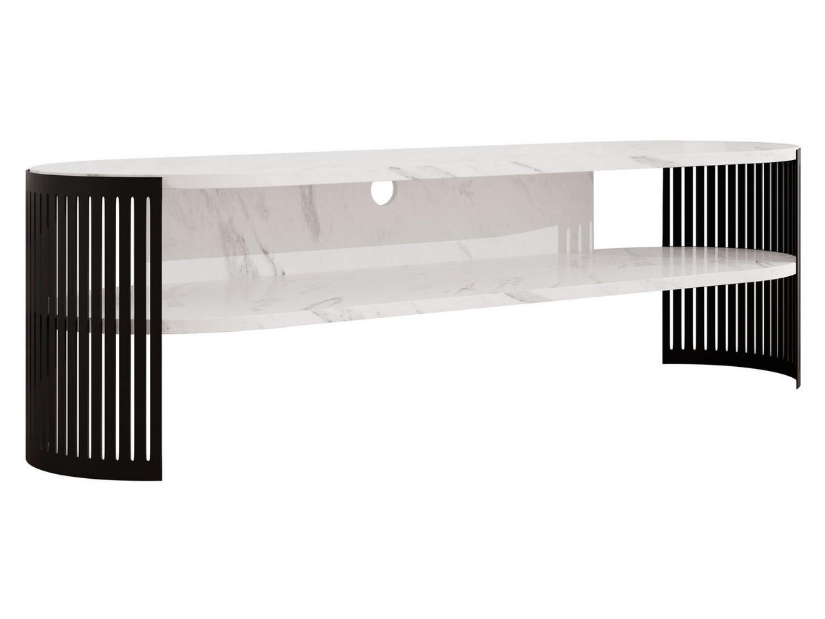 TV-LOWBOARD Fikoli Oval - Schwarz/Weiß, Holzwerkstoff/Metall (140/40/40cm) - MIRJAN24
