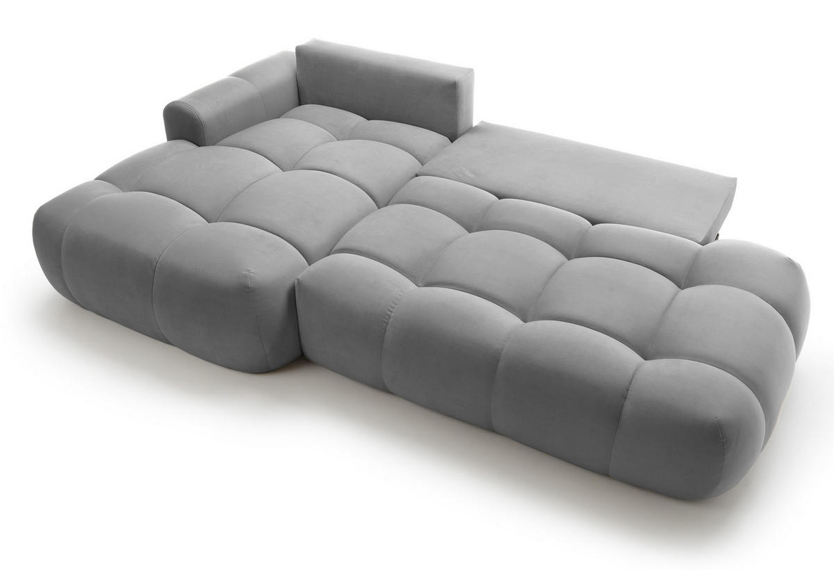 ECKSOFA Ombo Grau Velours 280 cm - Schwarz/Grau, Kunststoff/Textil (284/167cm) - Selsey