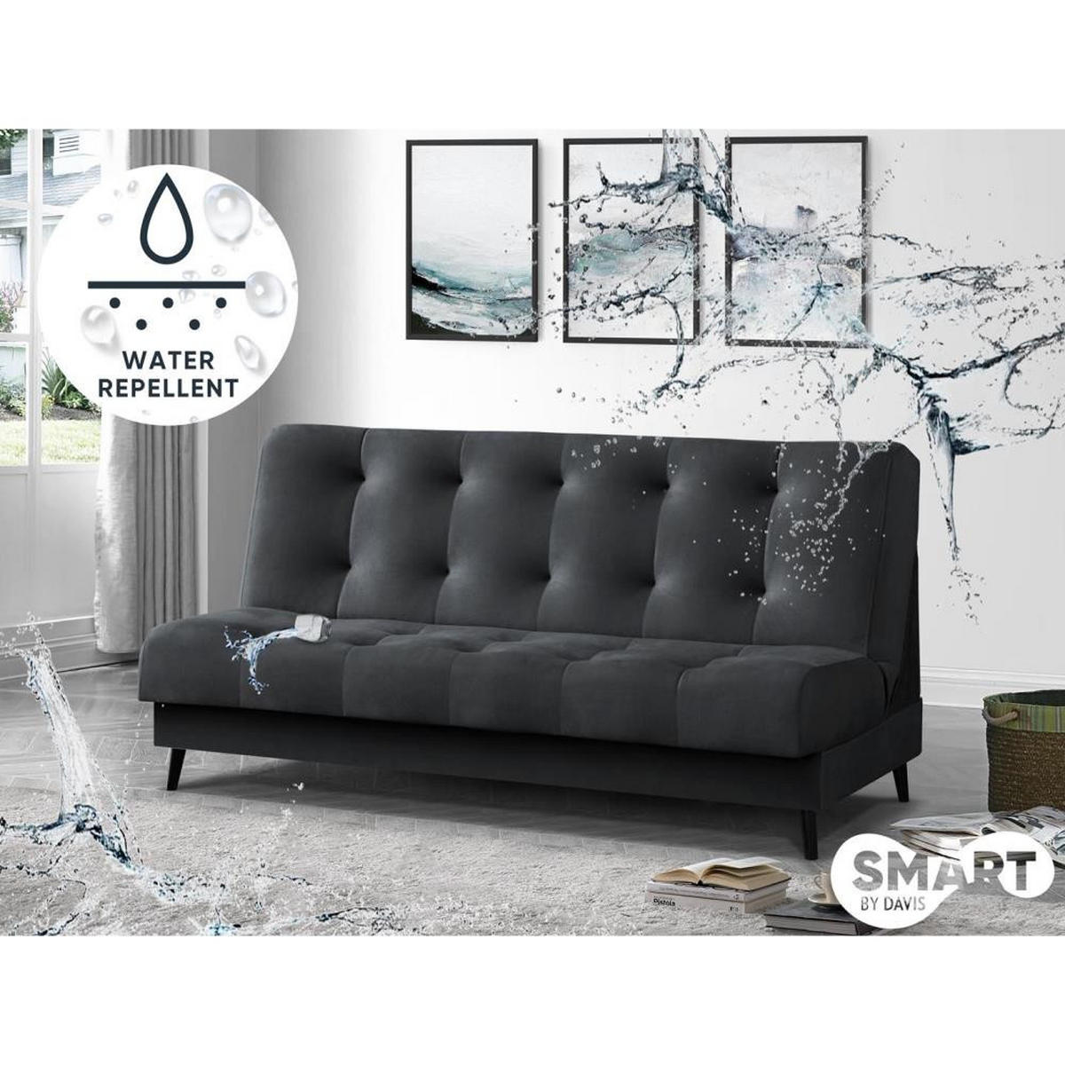 3-SITZER Schlafsofa Nancy dunkelgrau - Dunkelgrau, Holz/Textil (220/89/93cm) - Beautysofa