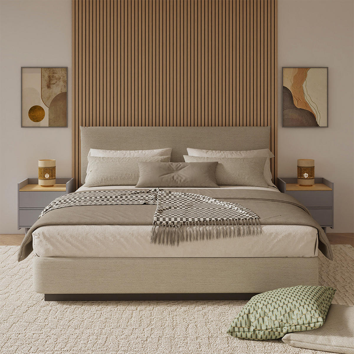 NACHTTISCH Velina Grau/Eiche 2er Set - Eichefarben/Grau, Holzwerkstoff (48/50/40cm) - Vicco