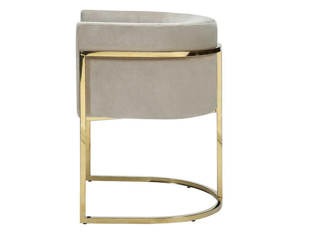STUHL mit Armlehnen - Samt & Metall - Beige & Goldfarben - PERIA - Beige, Textil (56.5/76/60cm) - Pascal Morabito