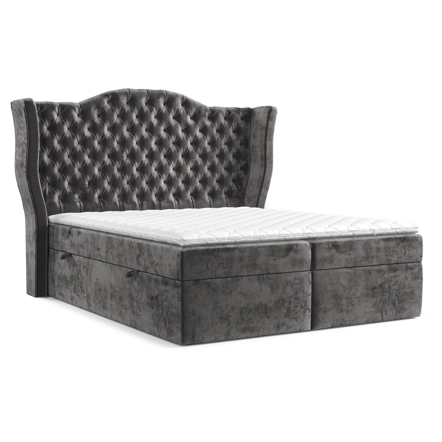 BOXBETT Royal Anthrazit 140/200 cm im Chenille-Stoff - Anthrazit/Schwarz, Holz/Holzwerkstoff (140/200cm) - Maison de Reve