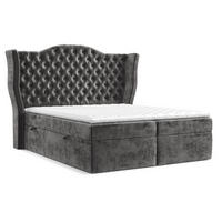 BOXBETT Royal Anthrazit 140/200 cm im Chenille-Stoff - Anthrazit/Schwarz, Holz/Holzwerkstoff (140/200cm) - Maison de Reve
