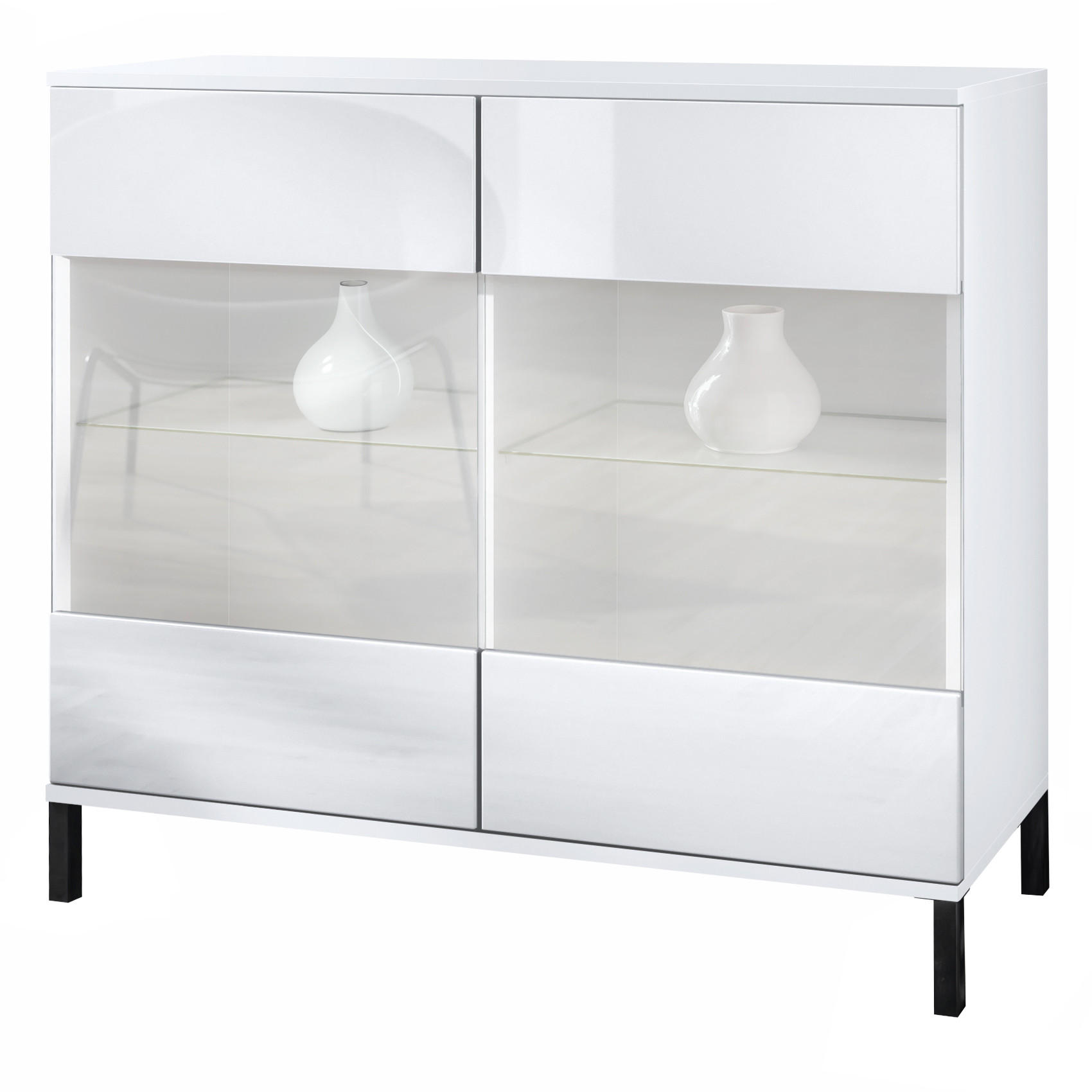 KOMMODE Bari Weiß Hochglanz - Weiß Hochglanz, Holzwerkstoff (92.5/83.5/35cm) - Vladon