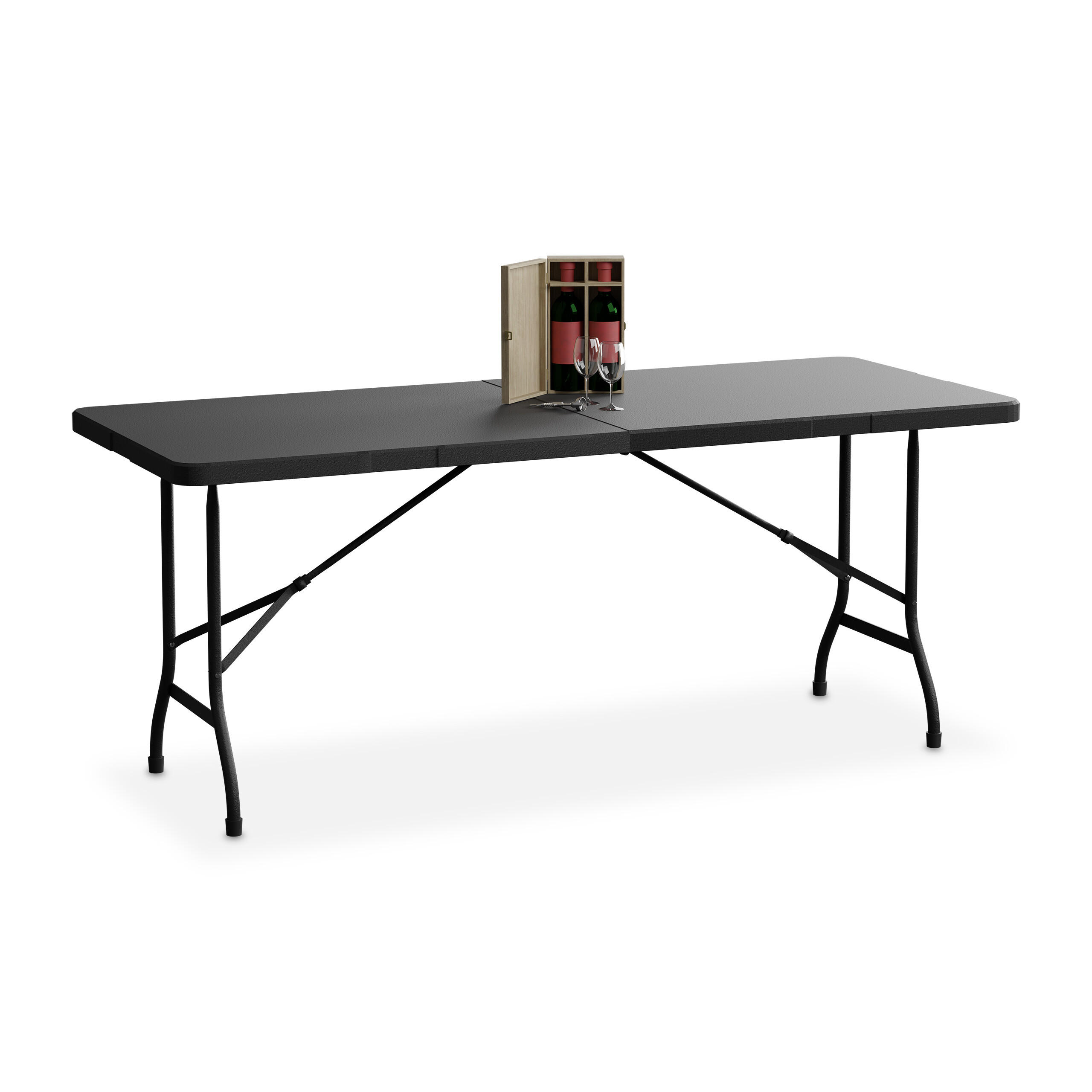 GARTENTISCH - Schwarz, Kunststoff/Metall (74/180/72cm) - Relaxdays