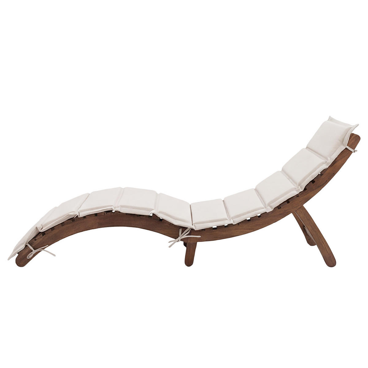 GARTENLIEGE - Akazie massiv / Webstoff - Beige, Holz/Textil (54/55/168cm) - home24