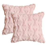 ZIERKISSENBEZUG 2er Set 45 x 45 cm Rosa Plüsch Samt Hasenmotiv - Rosa, Textil (45/45cm)