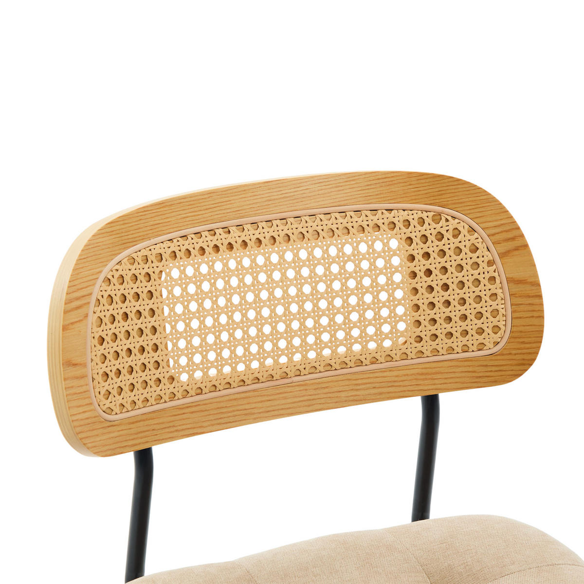 STUHL-SET 2 Stück, 360° drehbar, Rattan-Rückenlehne, DE-42279, Khaki - Sandfarben, Metall (50/77/43cm) - ComfortXL