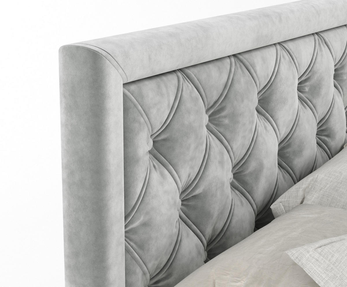 BOXSPRINGBETT Aurelia Hellgrau 180/200 cm - Hellgrau/Schwarz, Holz/Holzwerkstoff (180/200cm) - Maison de Reve