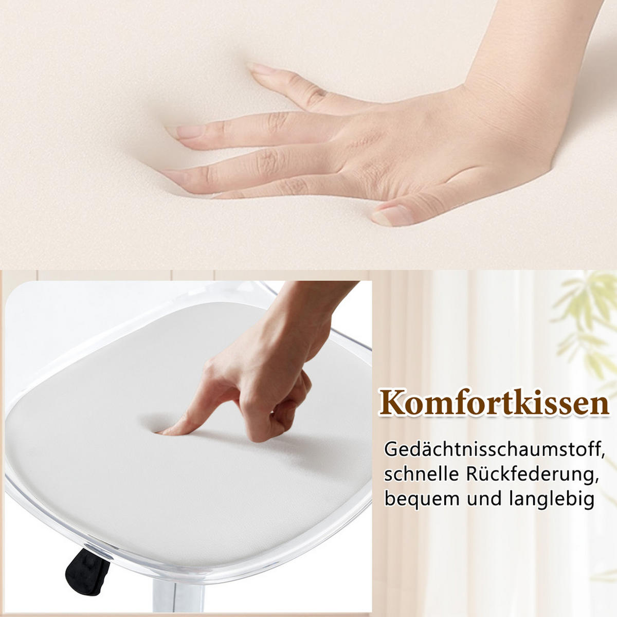 TISCHGRUPPE 3-tlg Glastisch 89 cm mit 2 Hocker Silber Höhenverstellbar - Silberfarben, Glas/Metall (49.5/50/51cm) - Raelunyi