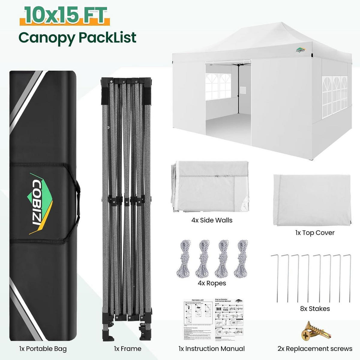 FALTPAVILLON 3x4,5m Weiß mit 4 Seitenteilen - Weiß, Textil (300/330/450cm)