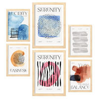 POSTER Set Mit 6 Abstrakte Ruhe Größe A3 & A4 Rahmen aus hellem Holz - Beige, Papier (29.7/1cm) - Nacnic
