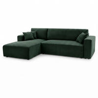 ECKSOFA PULA CORD GRÜN L - Links - Schwarz/Grün, Kunststoff/Textil (187/279cm) - Luxkor24