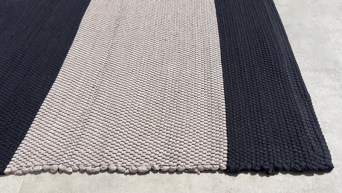 TEPPICH aus recycelter Baumwolle handgewebt schwarz - Schwarz, Naturmaterialien (160/230cm) - AFK Living