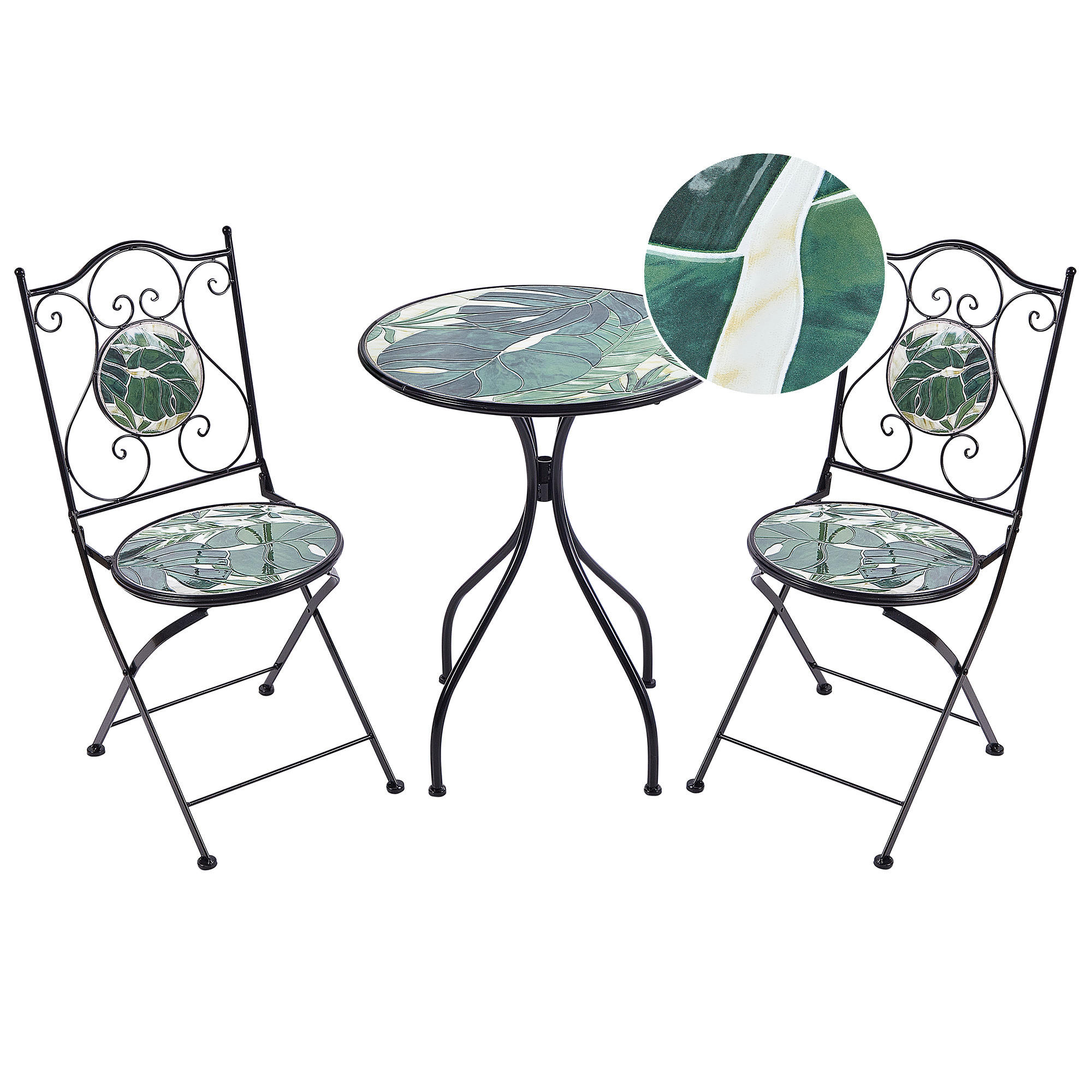 SET ZA BALKON 2-sjed crni Cozzana - zelena/crna, metal - Beliani