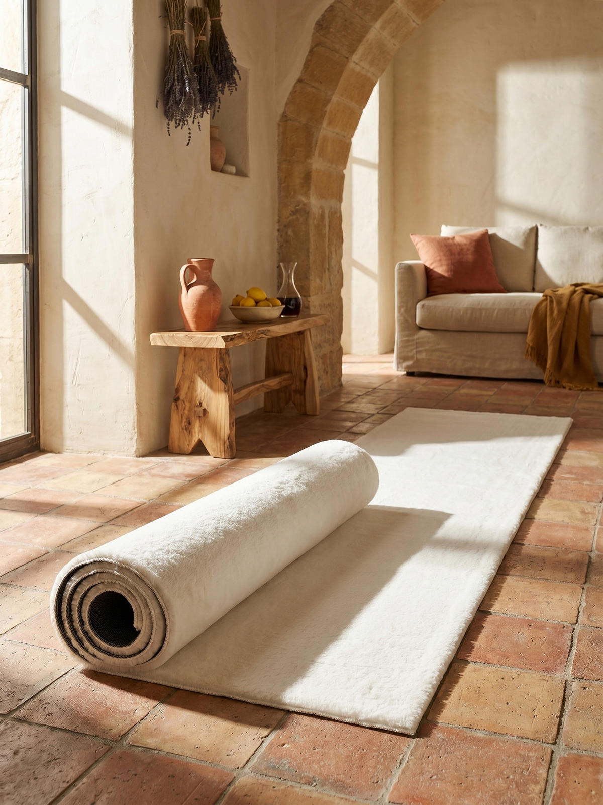 TEPPICHLÄUFER Antirutsch Uni RUTOR Polyester Creme 80 x 150 cm - Beige, Textil (80/150cm) - KADIMA DESIGN