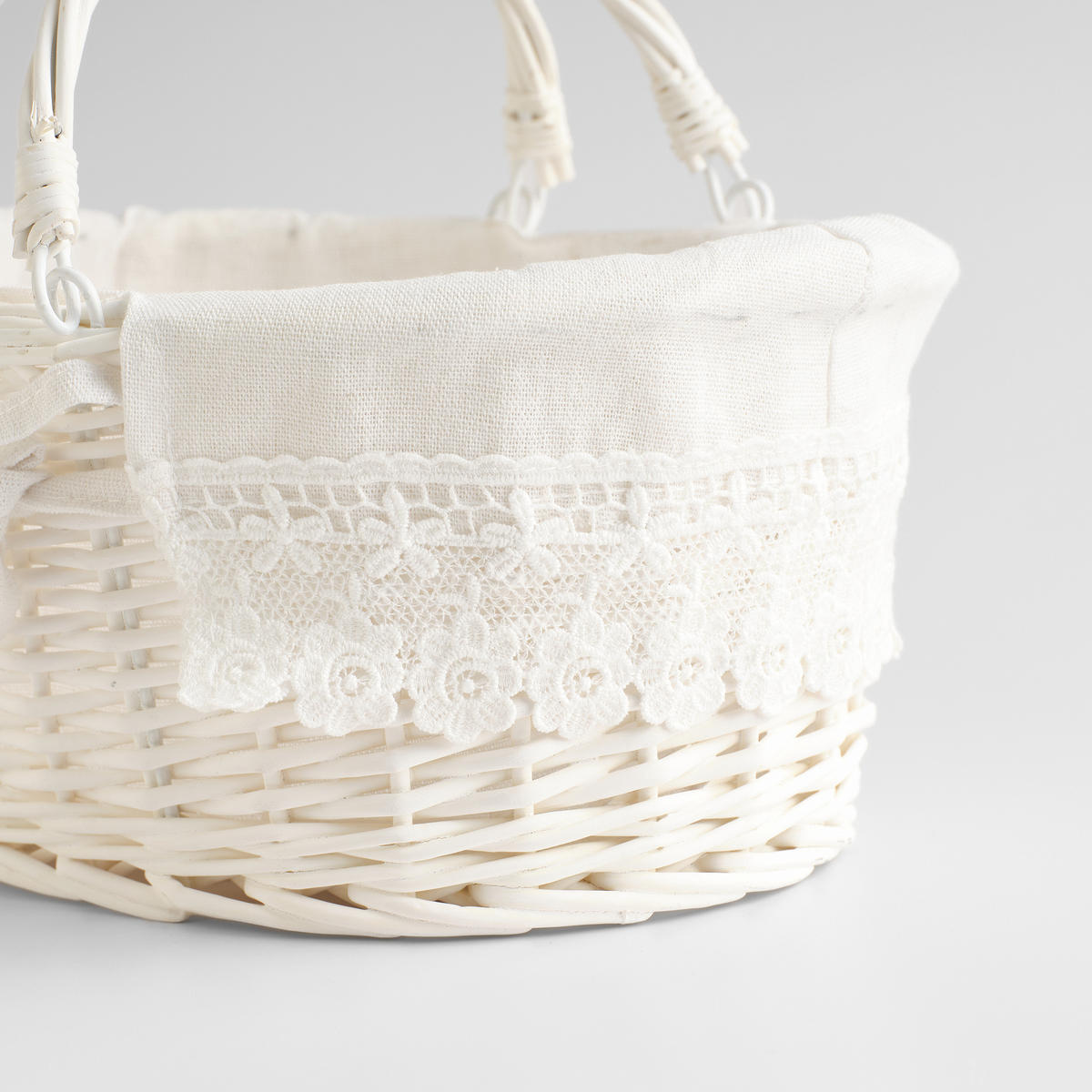 KORB MIT HENKEL Springlet - Weiß, Naturmaterialien (23/25/31cm) - home&you