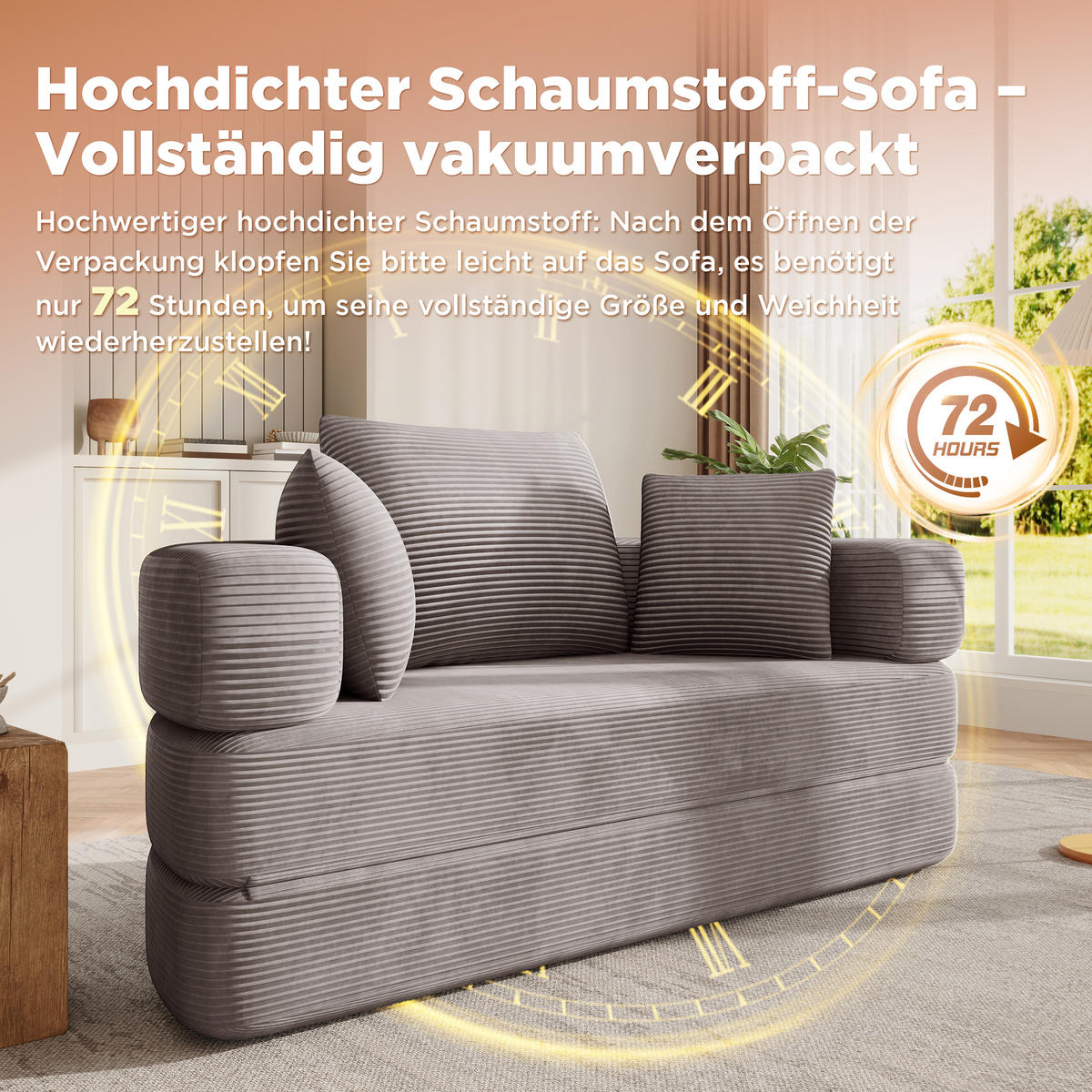 SCHLAFSOFA 173/88/60 cm Braungrau mit 3 Kissen - Graubraun, Textil (176/40/173cm) - Oxeza