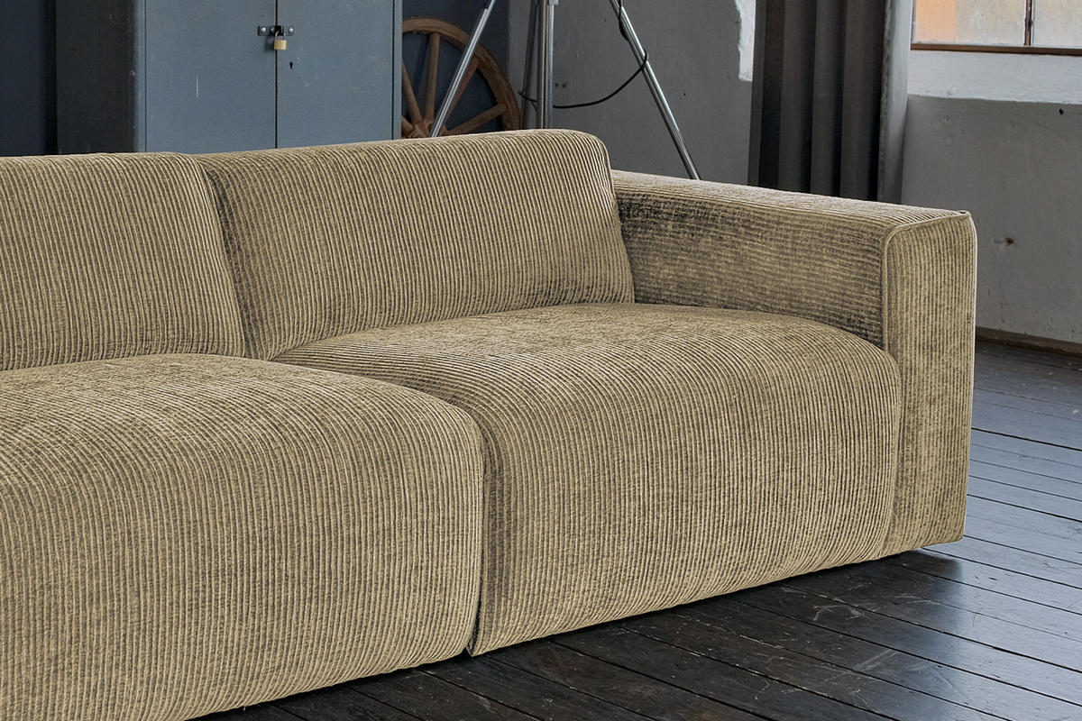 SOFA NELE Beige - Beige/Schwarz, Textil (234/71/96cm) - KAWOLA
