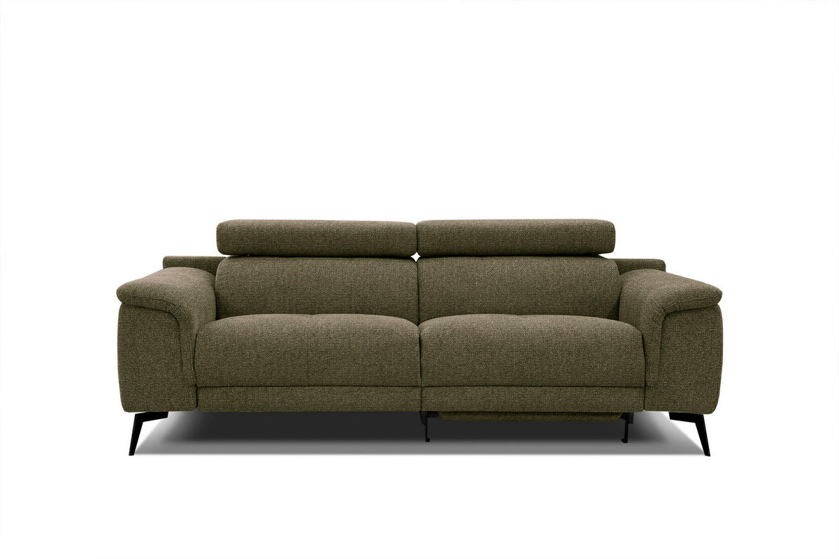 RELAXSOFA FIERO 3-Sitzer mit 1 Relaxfunktion, olivgrün - Schwarz/Olivgrün, Holzwerkstoff/Textil (212/82/103cm) - Courtois Laville