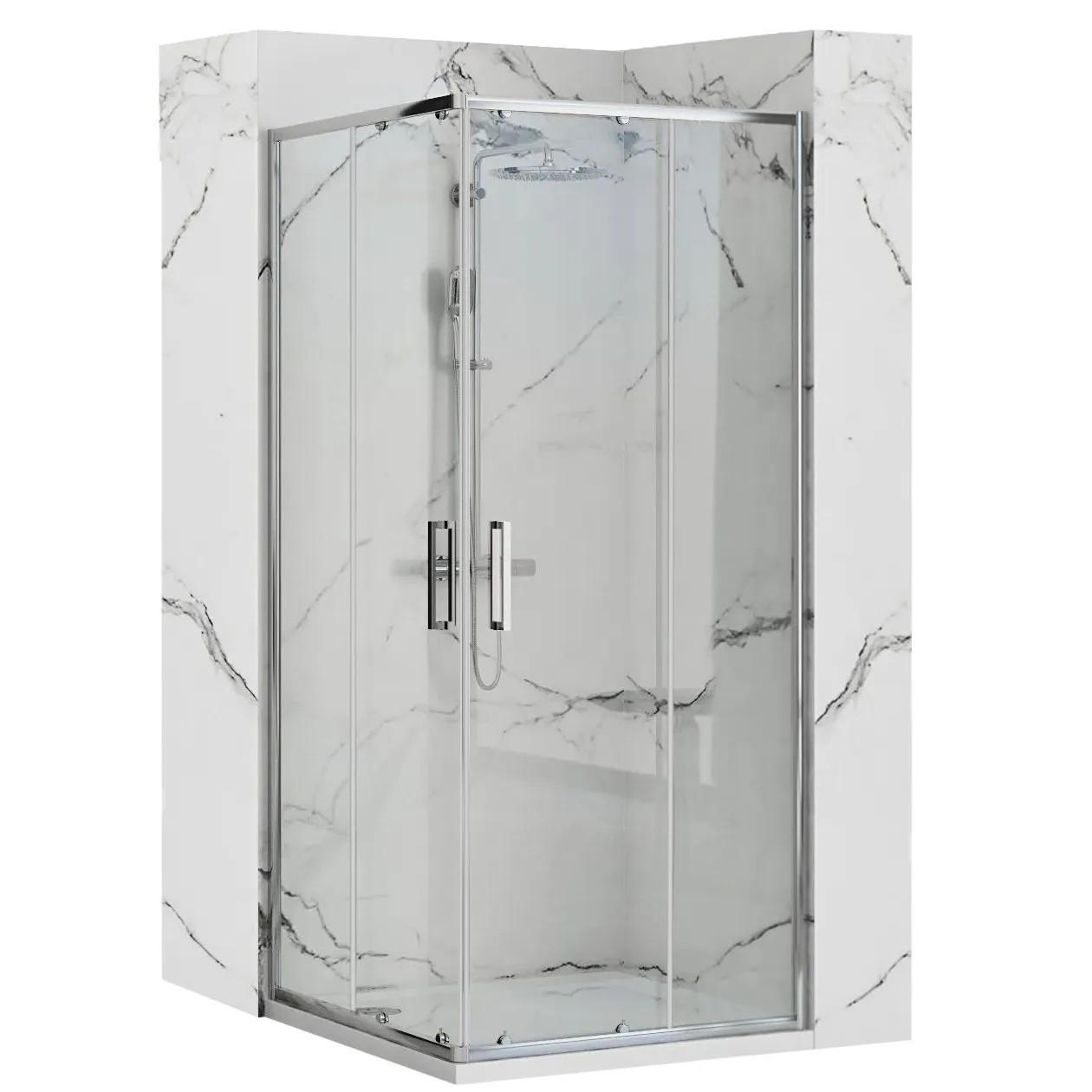 DUSCHKABINE Rea Punto 80x80 ohne Duschwanne - Chromfarben, Glas (78/78/190cm) - REA
