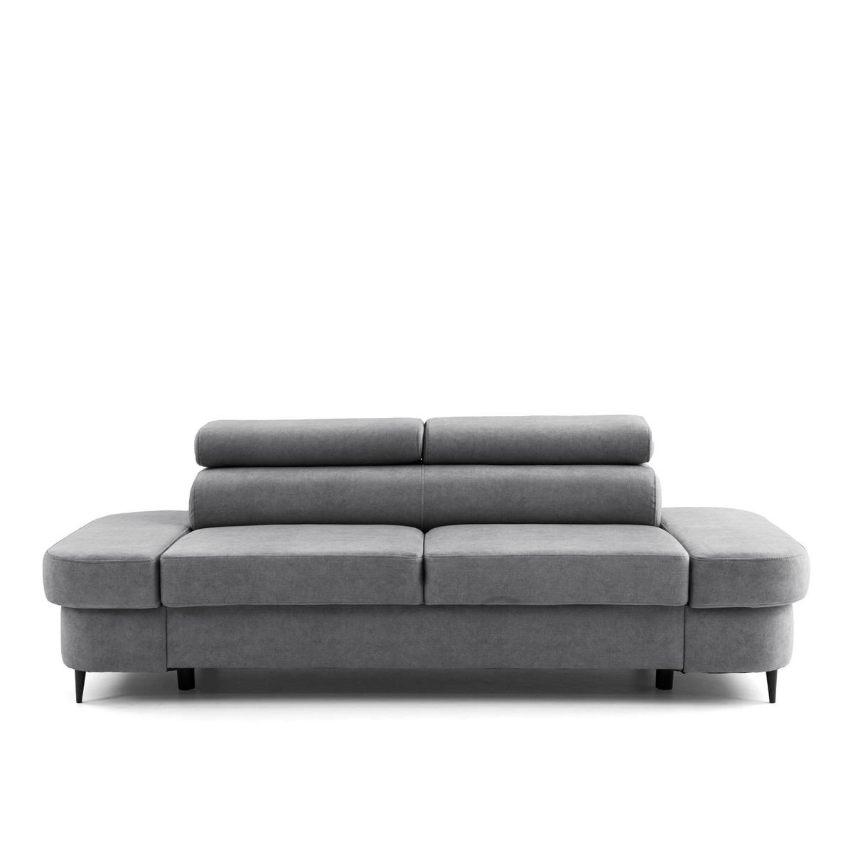 2-SITZER Sofa PRIAM 206 cm Velours Grau - Schwarz/Grau, Holz/Textil (206/95/102cm) - Muffo