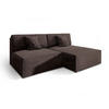 ECKSOFA FIORO M Braun Velours-Stoff mit Schlaffunktion - Braun, Holz (204/148cm) - MASSENO