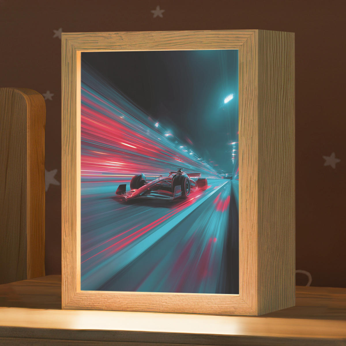 NACHTTISCHLAMPE Rennwagen - Rot - Geschwindigkeit 15x20 cm - Türkis, Holzwerkstoff (8/15/20cm)