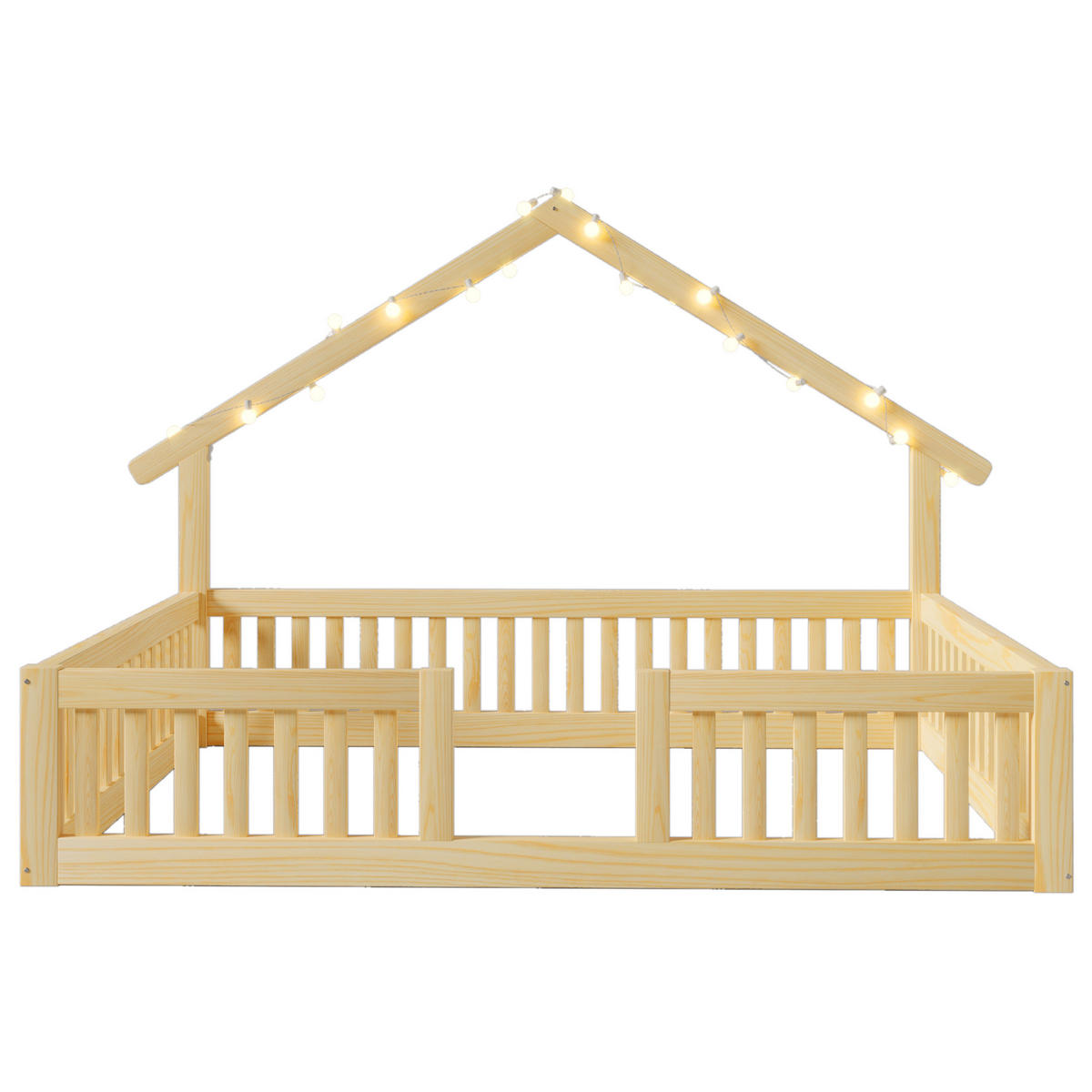 HAUSBETT 140x200 cm mit Rausfallschutz, Natur - Naturfarben, Holz (140/200cm) - KOMHTOM