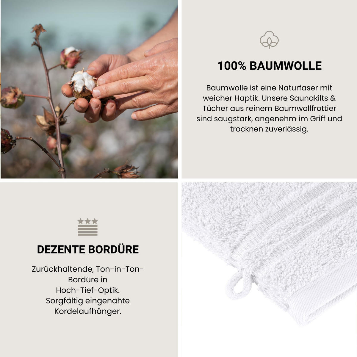 WASCHHANDSCHUHSET Milano - 5-teilig - 16x22 cm - Weiß - Weiß, Textil (16/22cm) - SCHIESSER