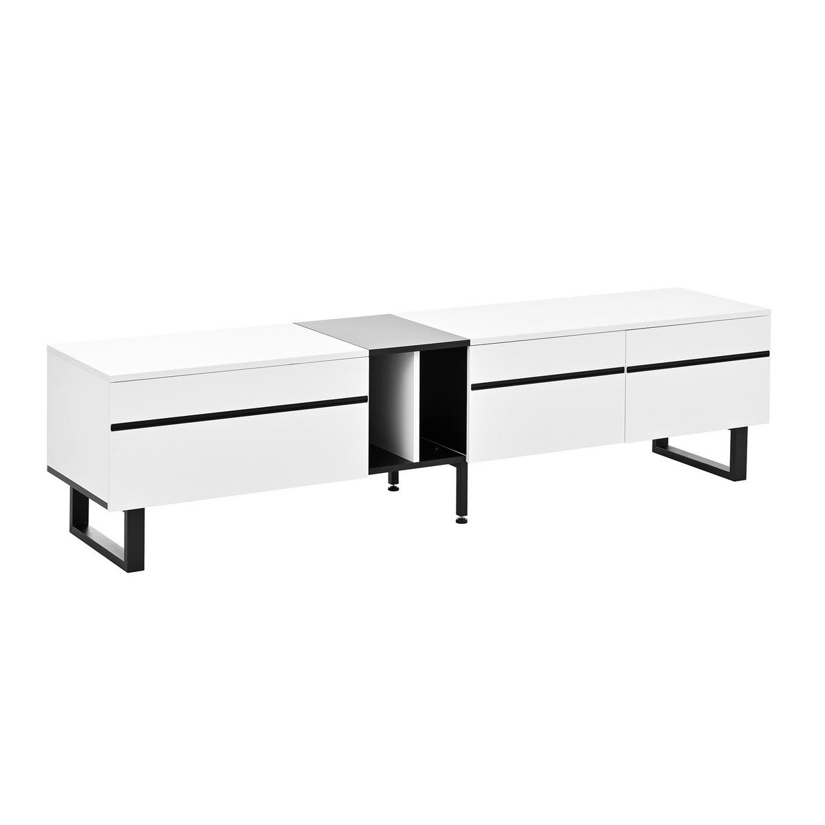 TV-SCHRANK Weiß 180/38/45 cm Klappfach Offene Fächer Doppeltüren - Weiß, Karton (38/45/180cm) - PANGIVO