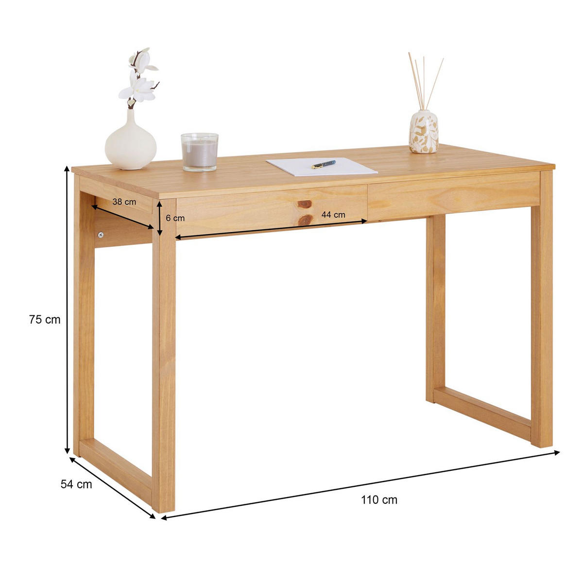 SCHREIBTISCH NOAH - Braun, Holz (54/110/75cm) - IDIMEX