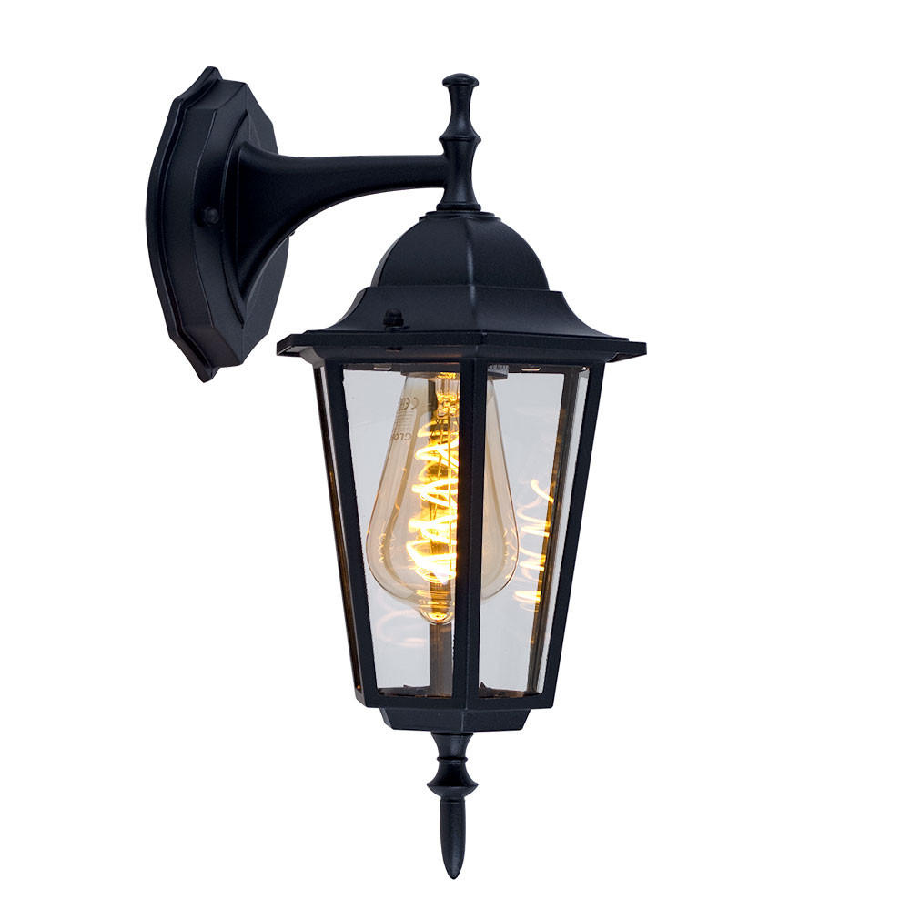 LED AUSSENWANDLAMPE Laterne Schwarz - Schwarz, Glas (20.8/17/36cm)