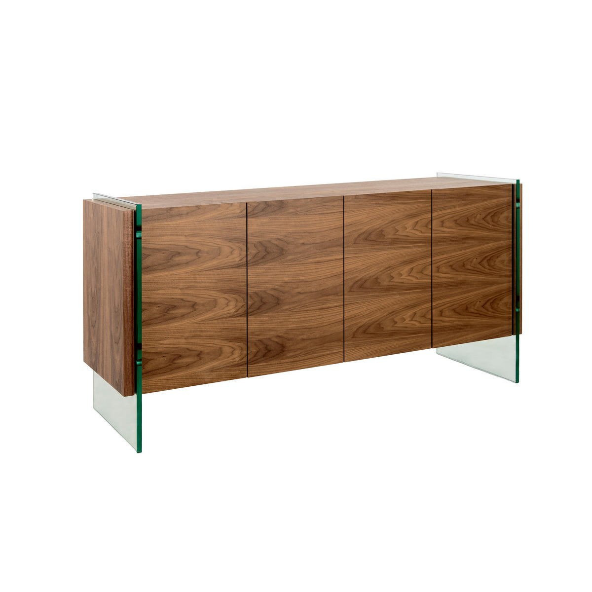 SIDEBOARD Sideboard aus Nussbaum und gehärtetem Glas 170/43/77 cm - Transparent/Walnussfarben, Glas/Holz (170/77/43cm) - ANGEL CERDA