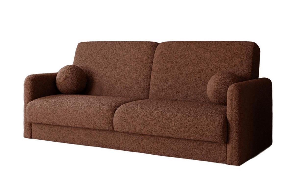 SOFA CLASSY 214cm breit in Boucle Braun - Braun, Holz/Holzwerkstoff (214/93/100cm) - Deine Möbel 24