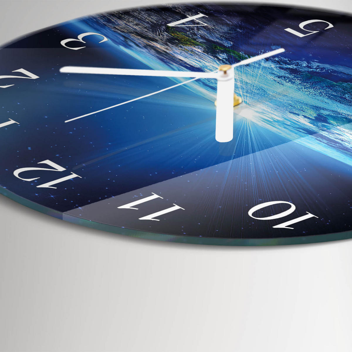 WANDUHR fi30 cm - Das Universum der Erde - Blau, Glas (30/30/0.4cm) - TULUP