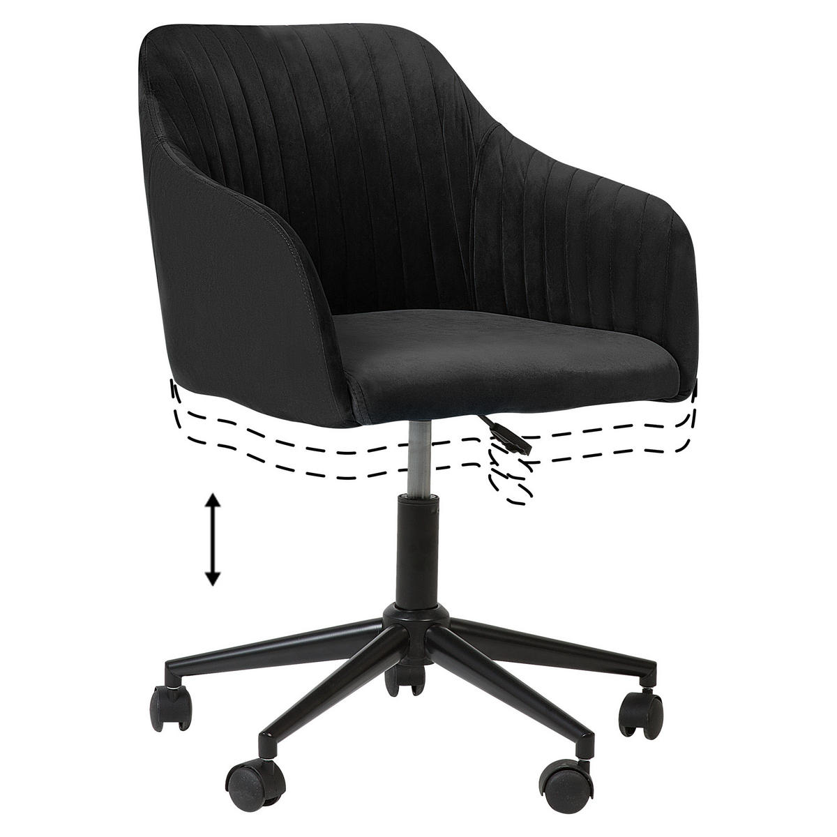 BÜRODREHSTUHL Polyester Schwarz Venice - Schwarz, Kunststoff/Textil (64/89/64cm) - Beliani
