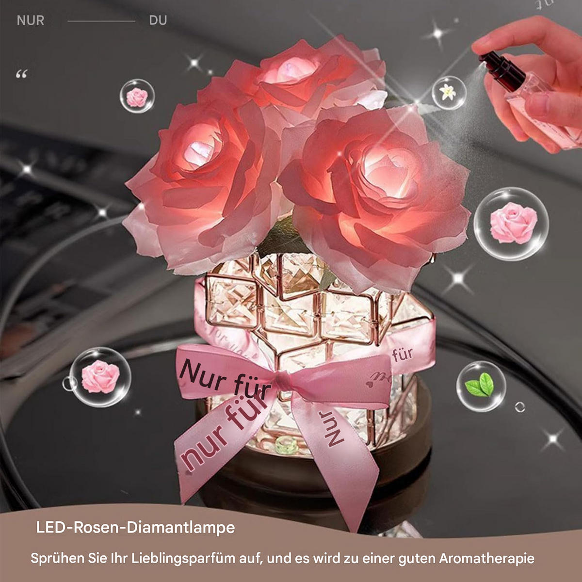 TISCHLEUCHTE Kristall Rose 3 Farben - Dunkelrosa, Glas (17/29/19cm) - Weltevree