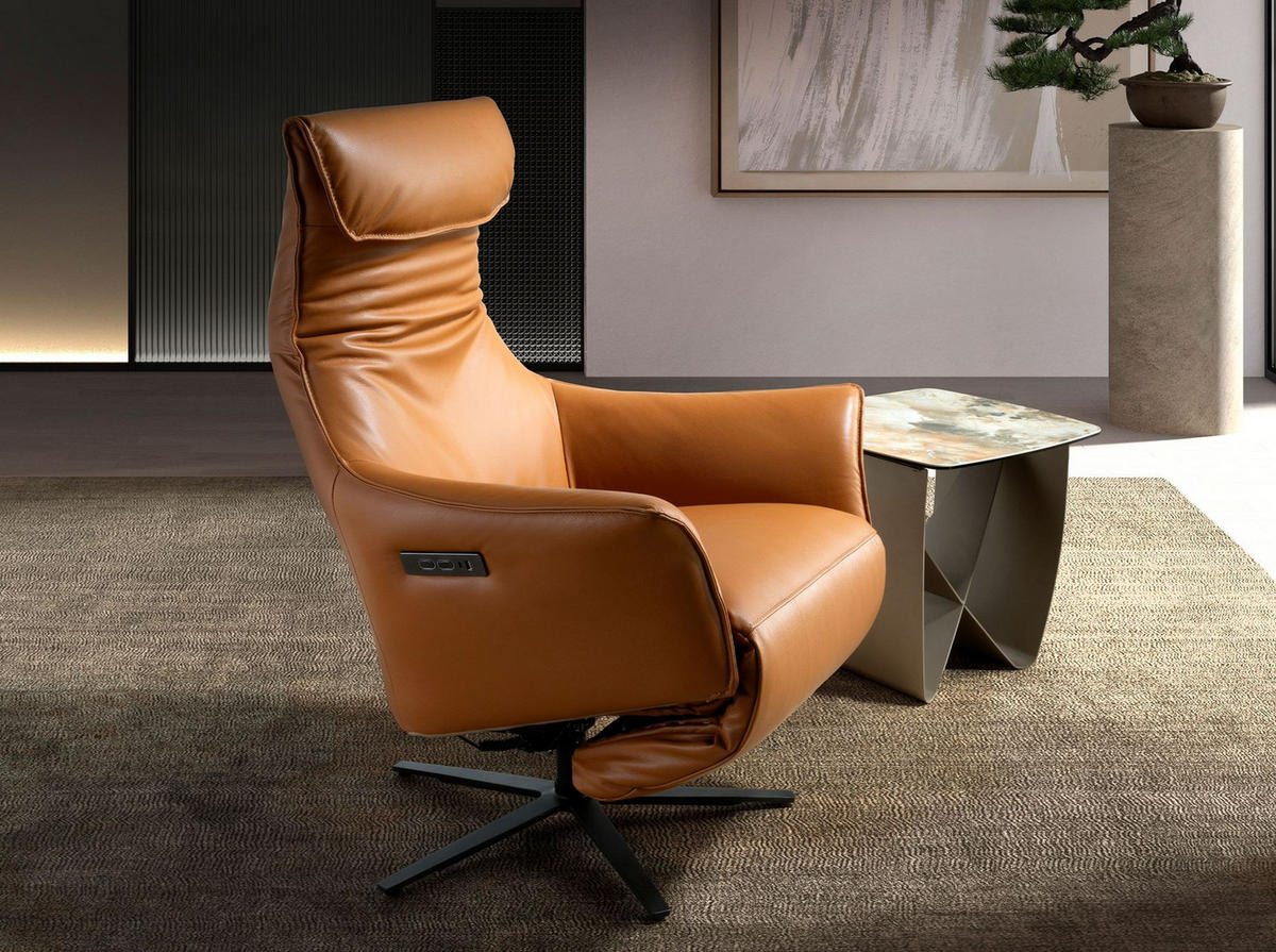 RELAXSESSEL asymmetrisch Braun Schwarz 78/70/115 cm - Braun, Leder/Metall (78/115/70cm) - ANGEL CERDA