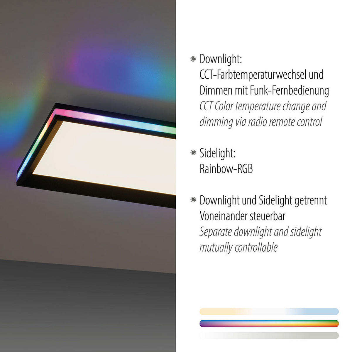 LED DECKENLEUCHTE Schwarz 100 cm - Schwarz, Metall (100/25/6cm)