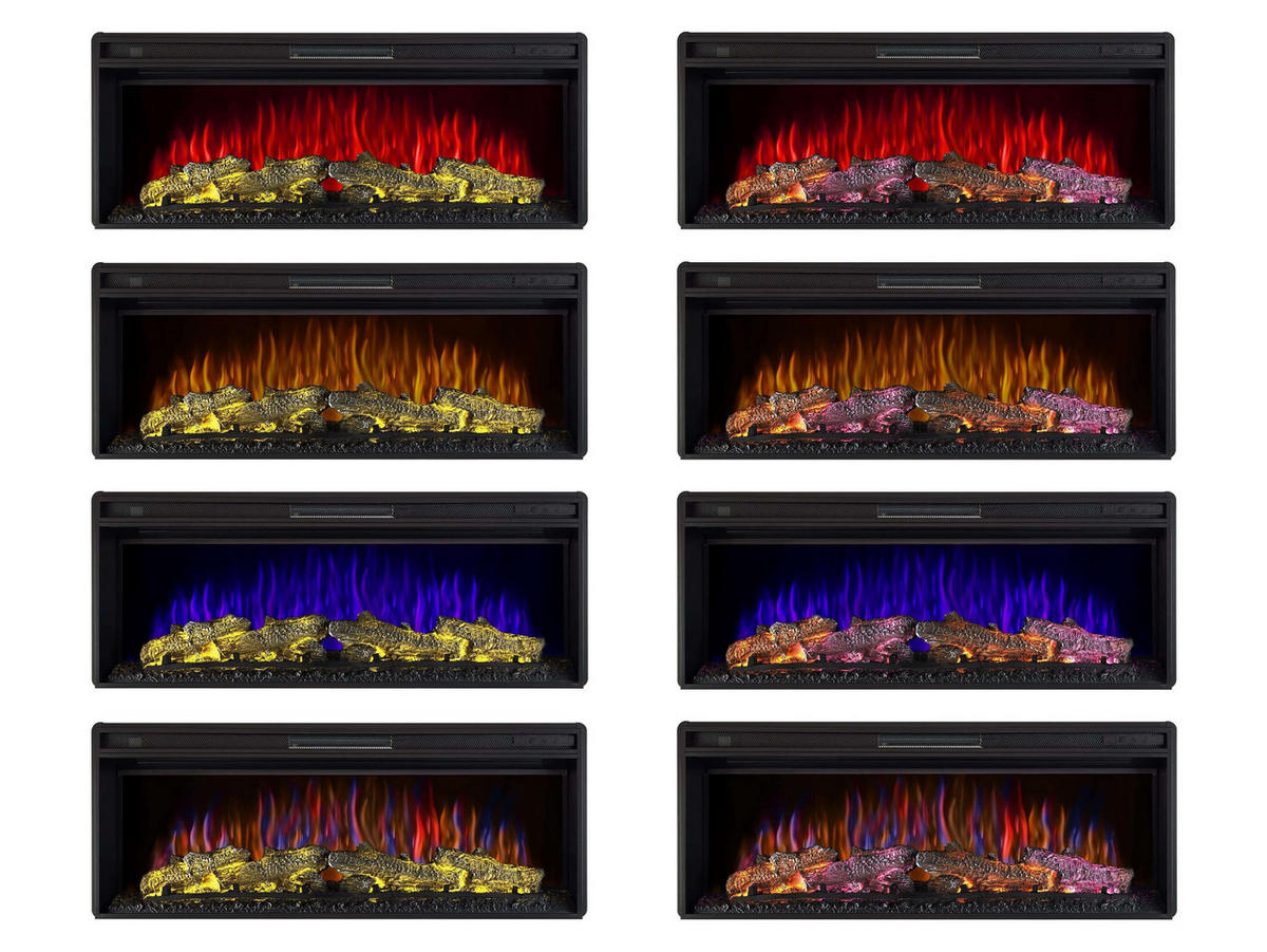EINBAU-ELEKTROKAMINEINSATZ AF42 Multicolor – Breite 91 cm, 3D-Flammeneffekt, mehrfarbige Flammen, Heizfunktion - Schwarz, Glas/Metall (109.2/42.5/22.5cm) - ArtiFlame
